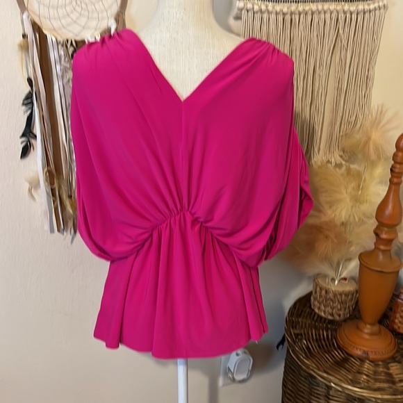 Magenta Ruched Top by Express/ Size Large - Picture 5 of 8